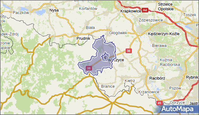 gmina Głubczyce - powiat głubczycki na mapie Targeo