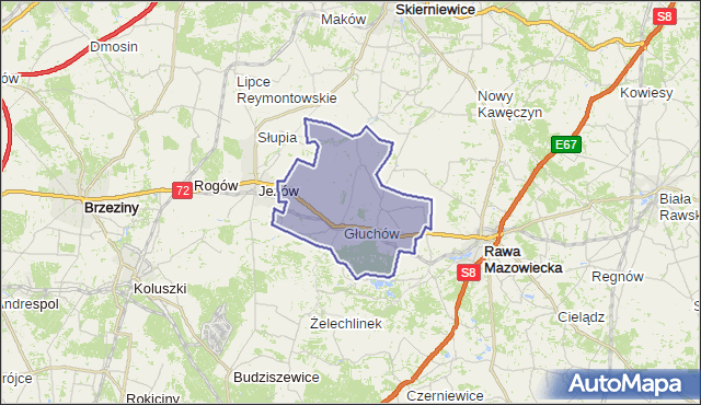 gmina Głuchów - powiat skierniewicki na mapie Targeo