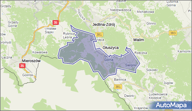 gmina Głuszyca - powiat wałbrzyski na mapie Targeo