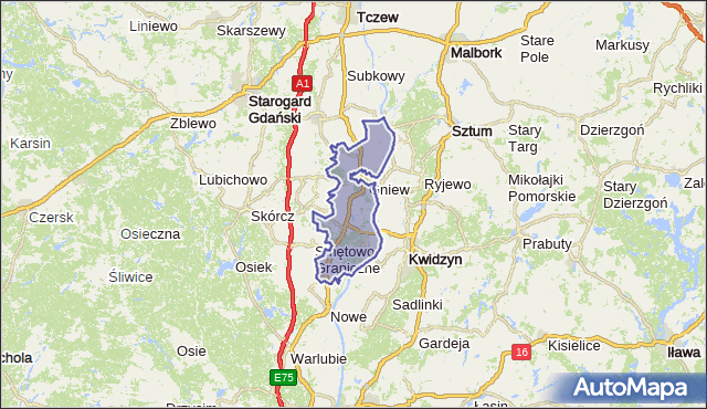 gmina Gniew - powiat tczewski na mapie Targeo