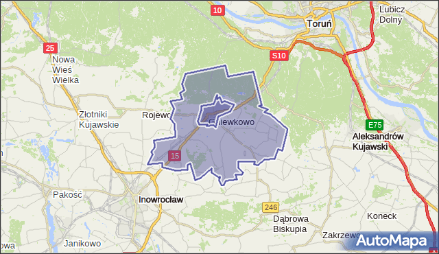 gmina Gniewkowo - powiat inowrocławski na mapie Targeo