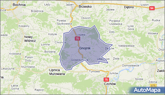 gmina Gnojnik - powiat brzeski na mapie Targeo