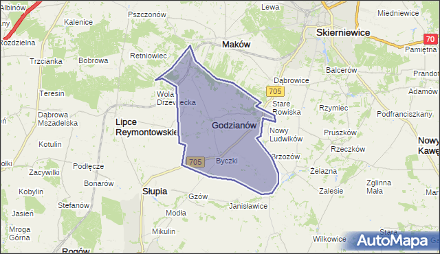 gmina Godzianów - powiat skierniewicki na mapie Targeo