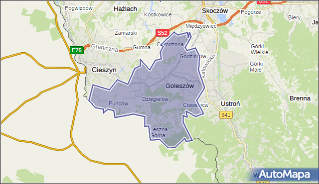 gmina Goleszów - powiat cieszyński na mapie Targeo