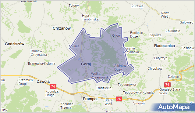 gmina Goraj - powiat biłgorajski na mapie Targeo
