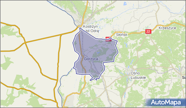 gmina Górzyca - powiat słubicki na mapie Targeo
