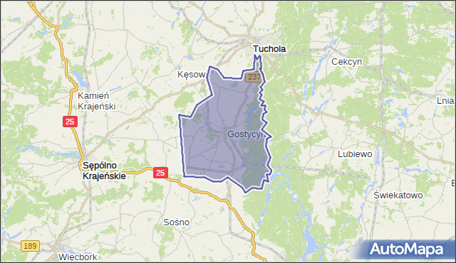 gmina Gostycyn - powiat tucholski na mapie Targeo