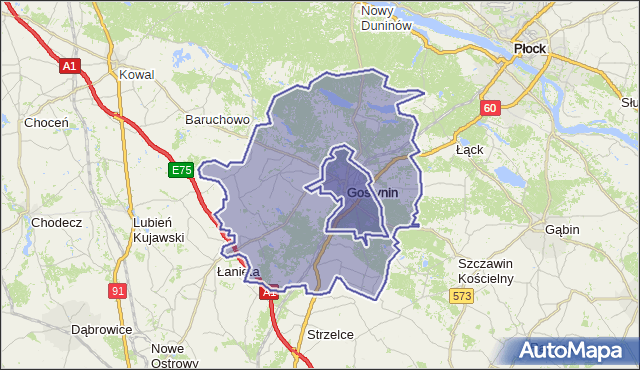 gmina Gostynin - powiat gostyniński na mapie Targeo