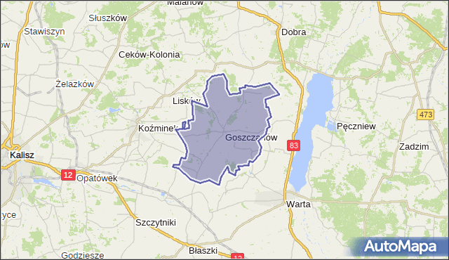 gmina Goszczanów - powiat sieradzki na mapie Targeo