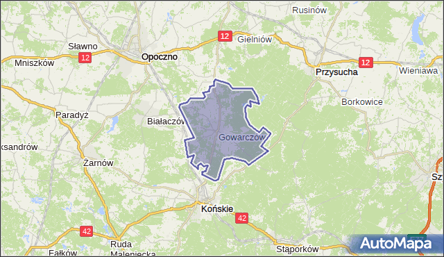 gmina Gowarczów - powiat konecki na mapie Targeo