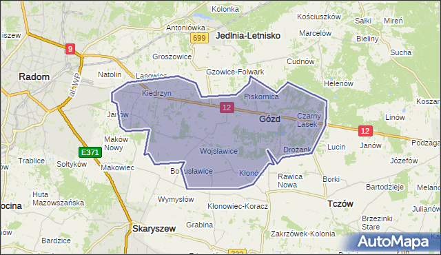 gmina Gózd - powiat radomski na mapie Targeo