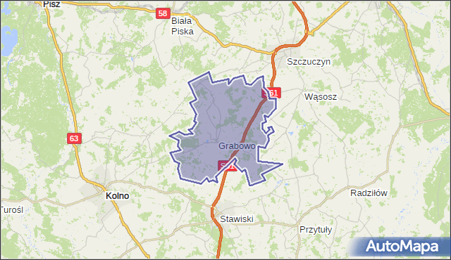 gmina Grabowo - powiat kolneński na mapie Targeo