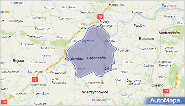 gmina Gręboszów - powiat dąbrowski na mapie Targeo