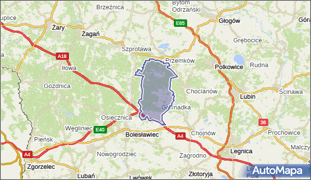 gmina Gromadka - powiat bolesławiecki na mapie Targeo