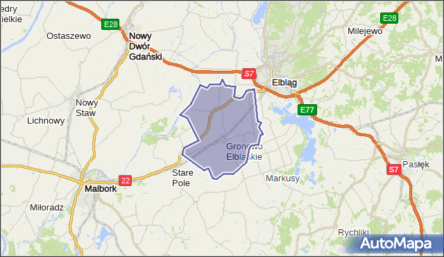 gmina Gronowo Elbląskie - powiat elbląski na mapie Targeo