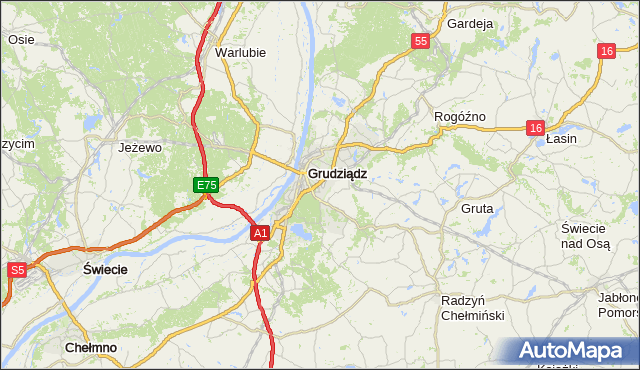 gmina Grudziądz - powiat Grudziądz na mapie Targeo