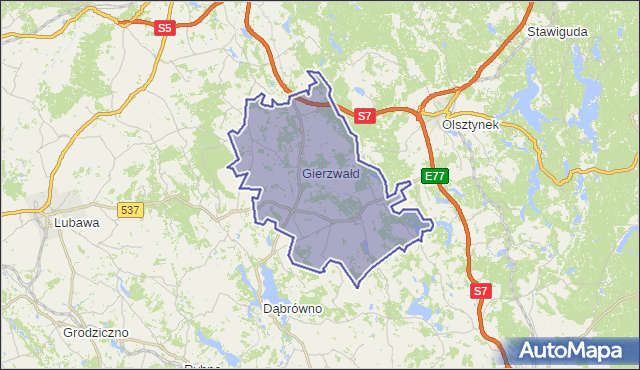 gmina Grunwald - powiat ostródzki na mapie Targeo