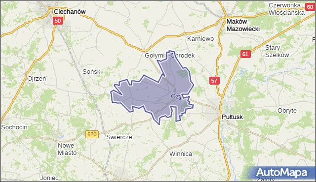 gmina Gzy - powiat pułtuski na mapie Targeo