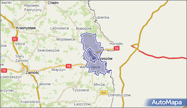 gmina Hrubieszów - powiat hrubieszowski na mapie Targeo