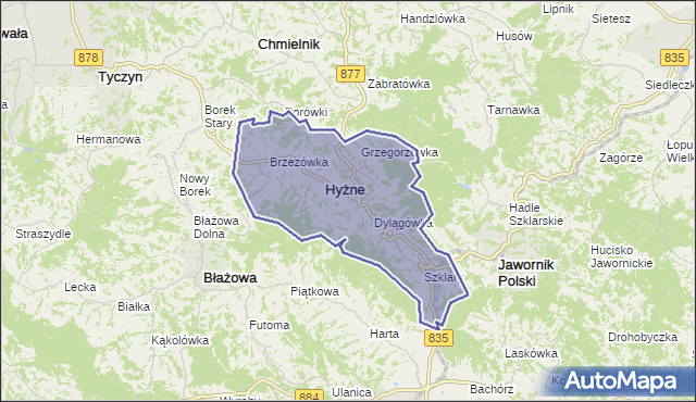 gmina Hyżne - powiat rzeszowski na mapie Targeo