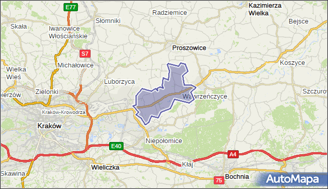 gmina Igołomia-Wawrzeńczyce - powiat krakowski na mapie Targeo