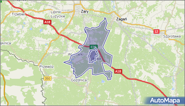 gmina Iłowa - powiat żagański na mapie Targeo