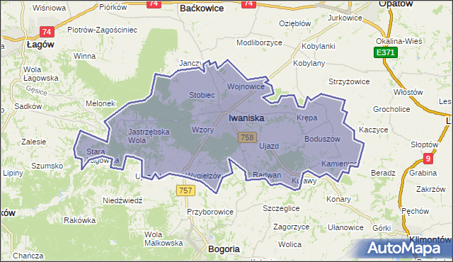 gmina Iwaniska - powiat opatowski na mapie Targeo