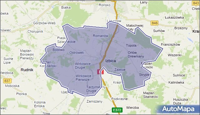 gmina Izbica - powiat krasnostawski na mapie Targeo