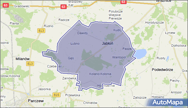 gmina Jabłoń - powiat parczewski na mapie Targeo