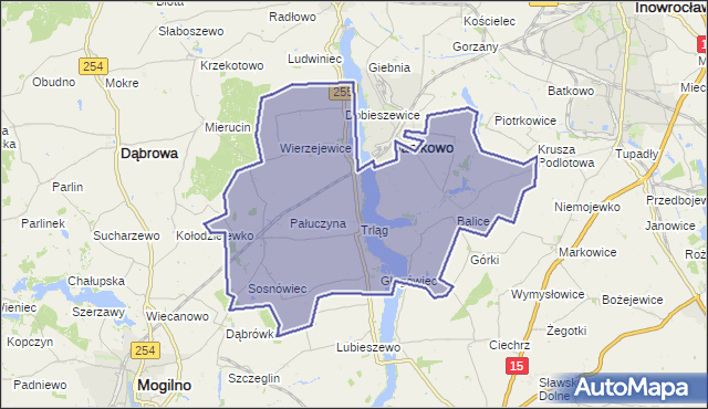 gmina Janikowo - powiat inowrocławski na mapie Targeo