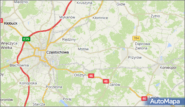 gmina Janów - powiat częstochowski na mapie Targeo