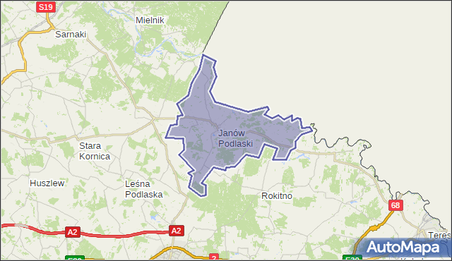 gmina Janów Podlaski - powiat bialski na mapie Targeo