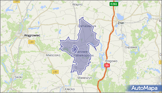 gmina Janowiec Wielkopolski - powiat żniński na mapie Targeo