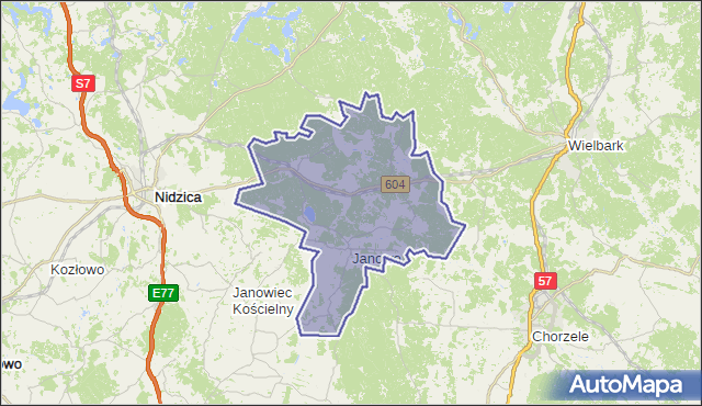 gmina Janowo - powiat nidzicki na mapie Targeo