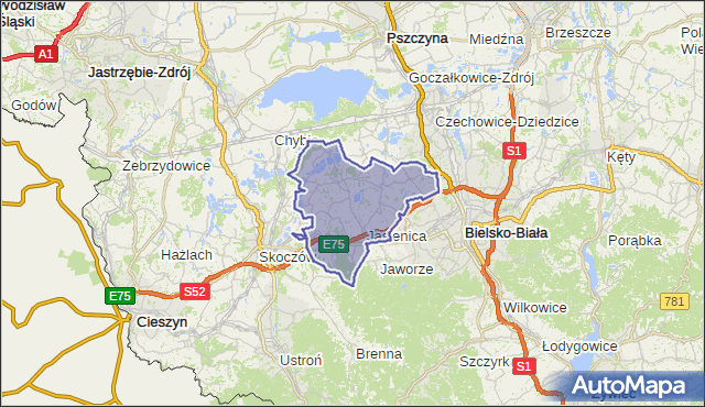 gmina Jasienica - powiat bielski na mapie Targeo