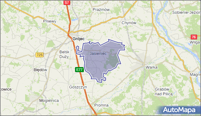 gmina Jasieniec - powiat grójecki na mapie Targeo