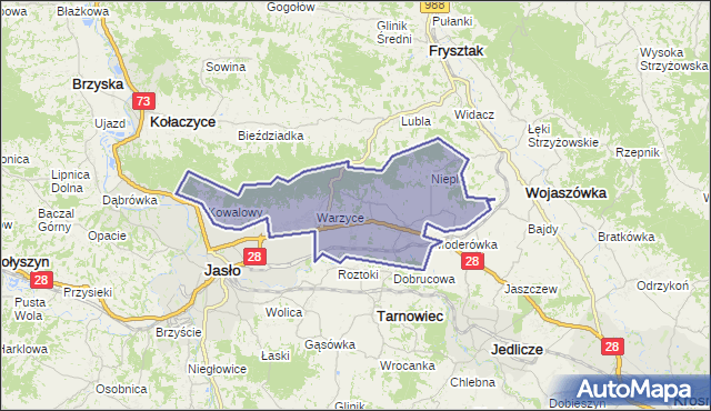 gmina Jasło - powiat jasielski na mapie Targeo