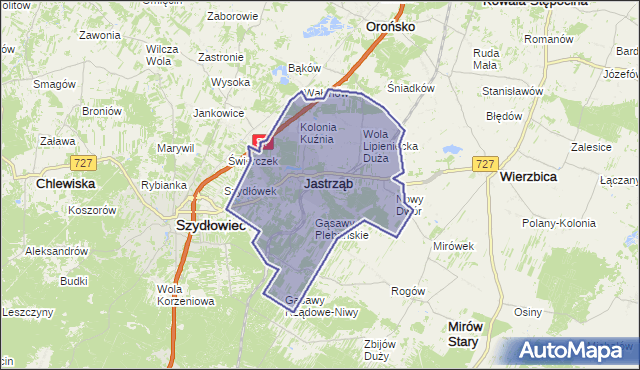 gmina Jastrząb - powiat szydłowiecki na mapie Targeo