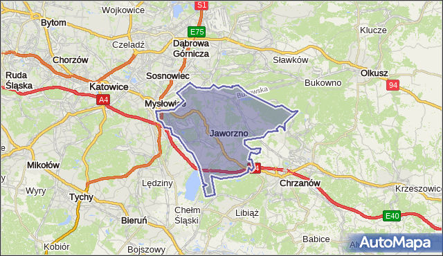 gmina Jaworzno - powiat Jaworzno na mapie Targeo