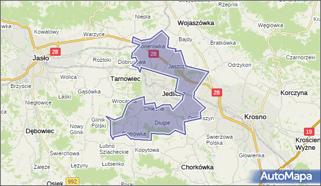 gmina Jedlicze - powiat krośnieński na mapie Targeo