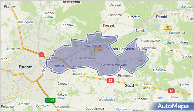 gmina Jedlnia-Letnisko - powiat radomski na mapie Targeo