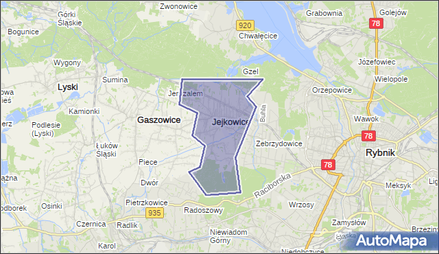 gmina Jejkowice - powiat rybnicki na mapie Targeo
