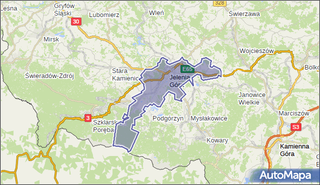 gmina Jelenia Góra - powiat Jelenia Góra na mapie Targeo