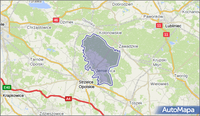 gmina Jemielnica - powiat strzelecki na mapie Targeo