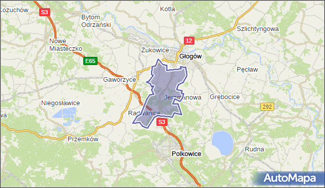 gmina Jerzmanowa - powiat głogowski na mapie Targeo