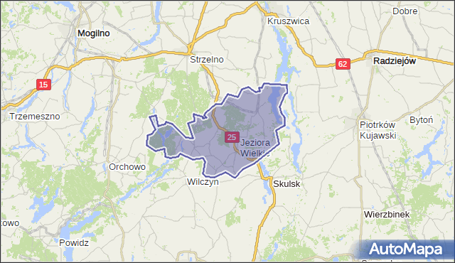 gmina Jeziora Wielkie - powiat mogileński na mapie Targeo