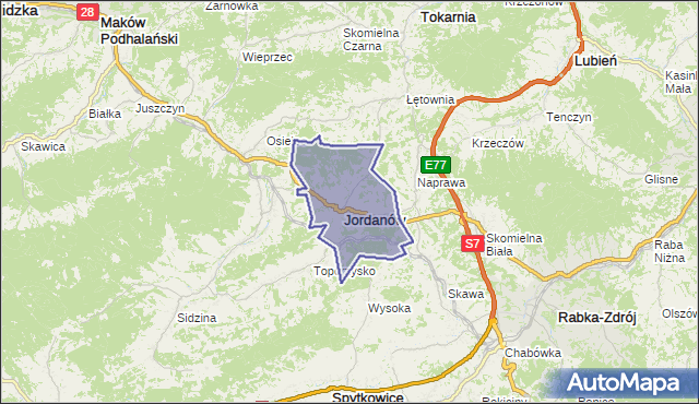 gmina Jordanów - powiat suski na mapie Targeo