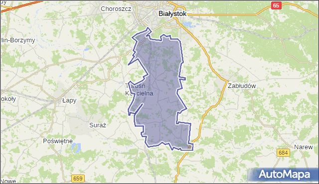 gmina Juchnowiec Kościelny - powiat białostocki na mapie Targeo