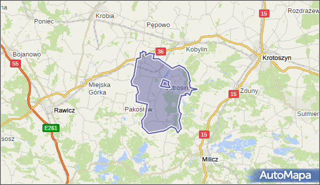 gmina Jutrosin - powiat rawicki na mapie Targeo