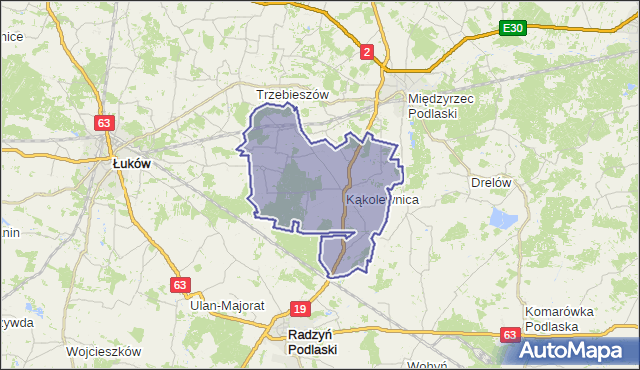gmina Kąkolewnica Wschodnia - powiat radzyński na mapie Targeo